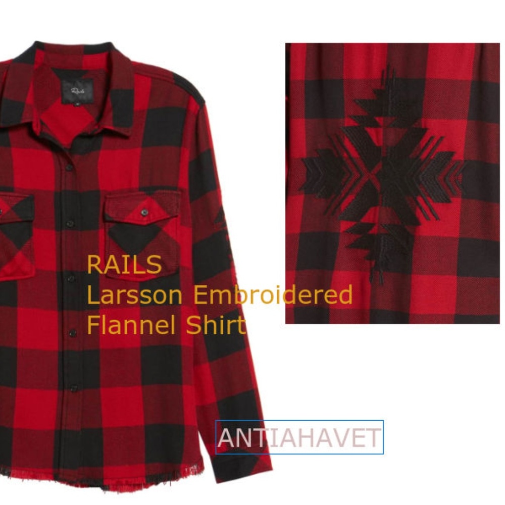 RAILS Larsson Embroirdered Flannel Shirt